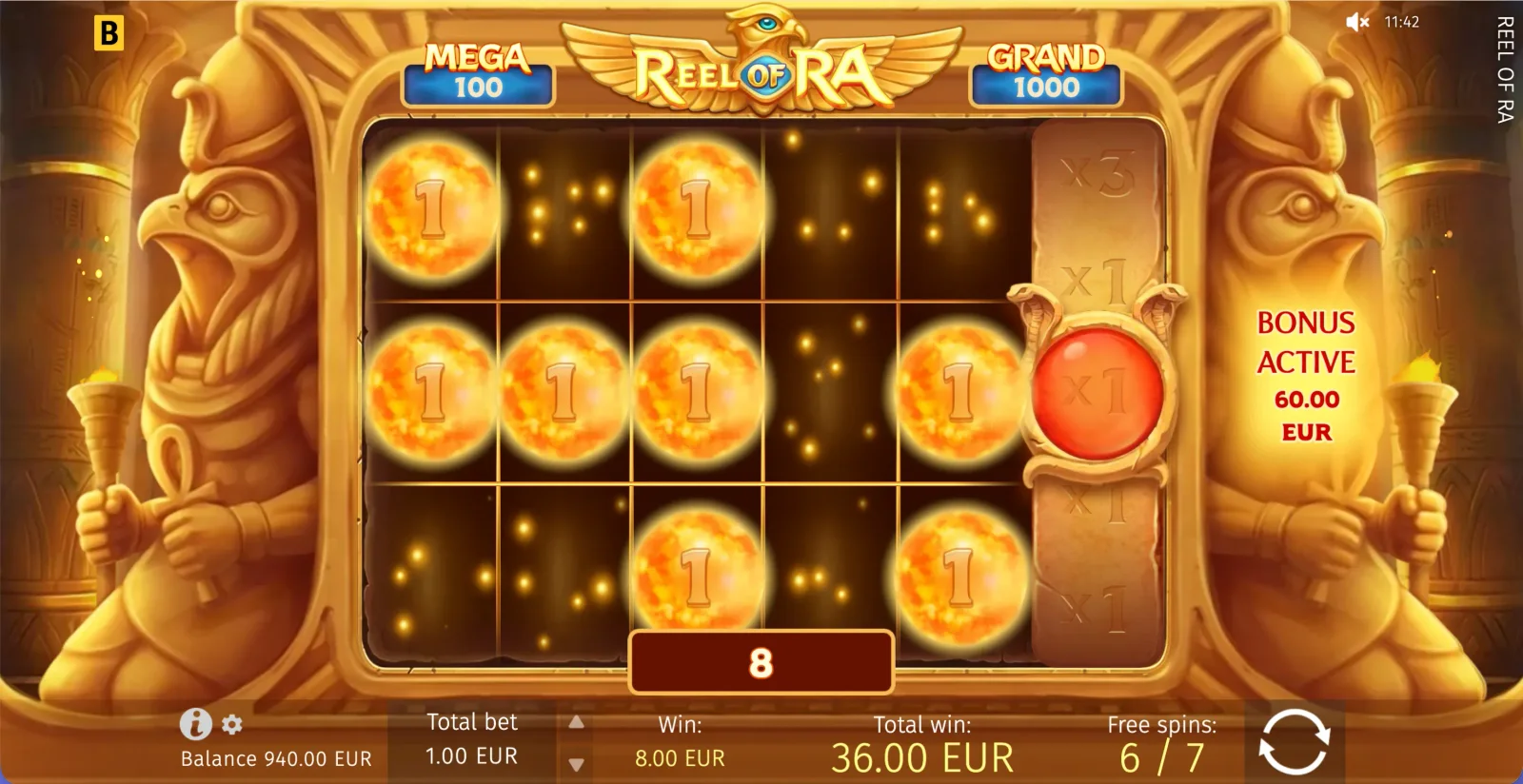 Reel of Ra Coin Bonus and Free Spins